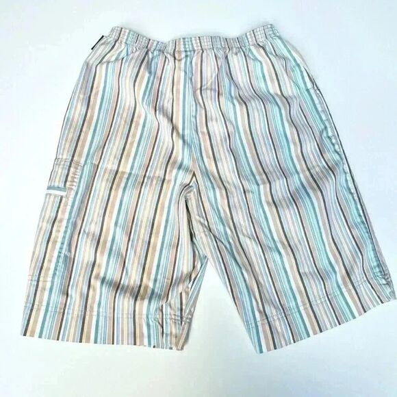 Vtg 80s Bermuda Shorts Pull-On Striped Multicolor Coastal Grandma Women’s 10 - Picture 4 of 10